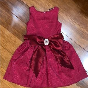 Chasing fireflies girls red brocade dress size 10 with bow detail NWOT
